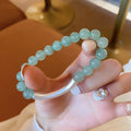 Matte Green Aventurine Artificial Crystal Beaded Geometric Round Vintage Style Bangle view 3