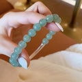 Matte Green Aventurine Artificial Crystal Beaded Geometric Round Vintage Style Bangle view 4