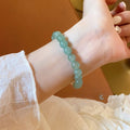Matte Green Aventurine Artificial Crystal Beaded Geometric Round Vintage Style Bangle view 2