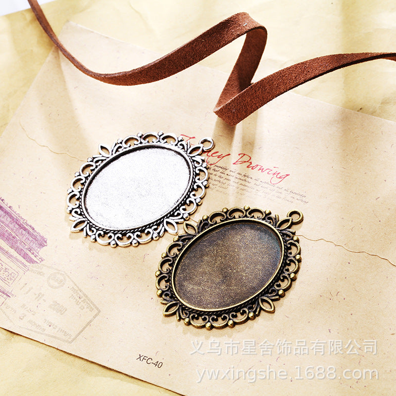 30×40mm Oval Alloy Cabochon Tray Bezel Setting Pendant Base