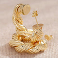 Women's Metal Ear Cuff With Spiral Braided Stripe Design, Heavy Twisted Texture Jewelry Earrings view 2