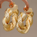 Women's Metal Ear Cuff With Spiral Braided Stripe Design, Heavy Twisted Texture Jewelry Earrings view 1