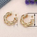 Women's Metal Ear Cuff With Spiral Braided Stripe Design, Heavy Twisted Texture Jewelry Earrings view 3