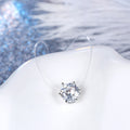 Clear Round Crystal Invisible-Line Necklace with Six-Prong Setting view 5
