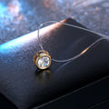 Clear Round Crystal Bezel Invisible-Line Necklaces in Gold or Silver Tone view 4