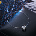 Silver Tone Bezel Heart Crystal Invisible-Line Pendant Necklace view 4