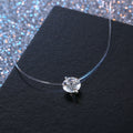 Clear Round Crystal Invisible-Line Necklace with Silver Tone Setting view 3