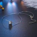 Silver Tone Bezel Heart Crystal Invisible-Line Pendant Necklace view 3