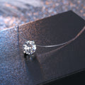 Clear Round Crystal Invisible-Line Necklace with Silver Tone Setting view 2