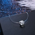 Clear Square Crystal Invisible-Line Necklace with Four-Prong Setting view 3