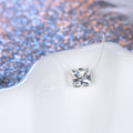 Clear Square Crystal Invisible-Line Necklace with Four-Prong Setting view 2