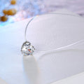 Silver Tone Prong-Set Heart Crystal Invisible-Line Pendant Necklace view 3