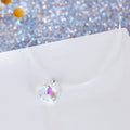 Iridescent Round Crystal Invisible-Line Necklace with Silver Tone Loop view 3