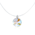 Iridescent Round Crystal Invisible-Line Necklace with Silver Tone Loop view 1