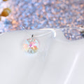 Iridescent Round Crystal Invisible-Line Necklace with Silver Tone Loop view 5