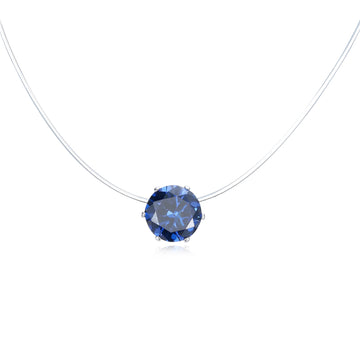 Colored Round Crystal Invisible-Line Necklaces in Three Gem Colors