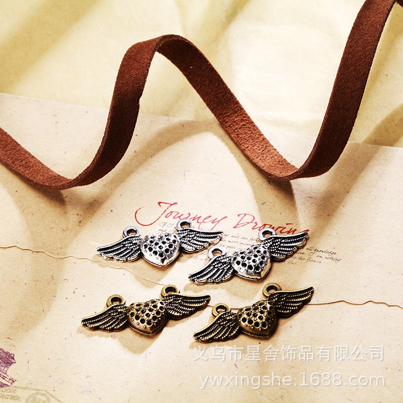 Vintage Heart Wing Alloy Charm Pendant
