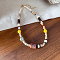 Vintage Ethnic Agate Coconut Shell Spotted Stone Irregular Beaded Choker Necklace for Women view 4