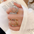 Metal Geometric Double Layer Round Open Ring Minimalist Fashion Index Finger Jewelry view 3