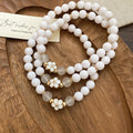 French Court Style Acrylic Beaded Flower Bracelet Jewelry Set With Enamel Floral Geometric Charms view 3