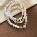 French Court Style Acrylic Beaded Flower Bracelet Jewelry Set With Enamel Floral Geometric Charms view 1