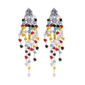 Silver Needle Zircon Rhombus Crystal Tassel Drop Earrings Light Luxury Geometric Jewelry view 5
