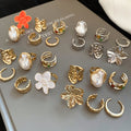 Alloy Open Ring With Wrinkled Flower Texture Geometric Floral Statement Design view 2