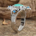 Women's Bohemian Marquise Eye Ring, Faux Turquoise New Chinese Vintage Artistic Jewelry view 3