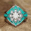 Women's Sunflower Forest Style Ring With Enamel And Micro Paved Zircon, Fashion Jewelry view 2