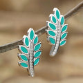 New Glossy Leaf Stud Earrings For Women, Pastoral Oil Painting Design Forest Style Daily Jewelry view 3