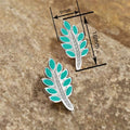New Glossy Leaf Stud Earrings For Women, Pastoral Oil Painting Design Forest Style Daily Jewelry view 4