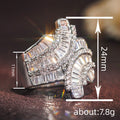 Elegant Party Ring For Women, Futuristic Design Micro Inlaid Zircon Fashion Finger Jewelry view 4