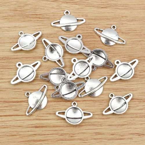 Alloy Saturn Planet Small Charm Pendant For DIY Jewelry Accessories Necklace Bracelet 20x13mm 1g