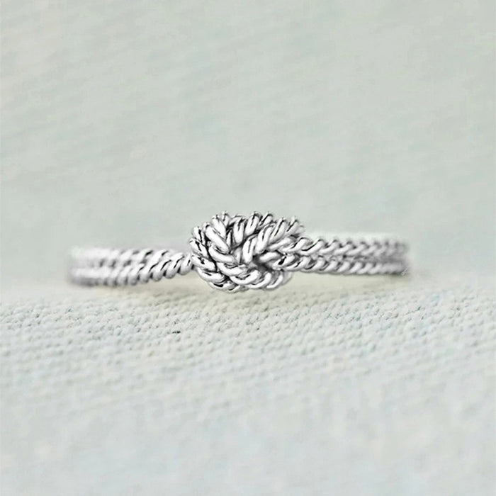 Women's Concentric Knot Ring, Daily Commuter Versatile Metal Imitation Silver Fashion Accessory