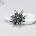 Black Silver Tone Flower Metal Brooch Pin 7 x 5.7 cm view 3
