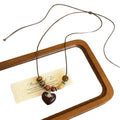 Vintage Mixed Material Wooden Bead Heart Geometric Pendant Long Ethnic Sweater Necklace For Women view 5