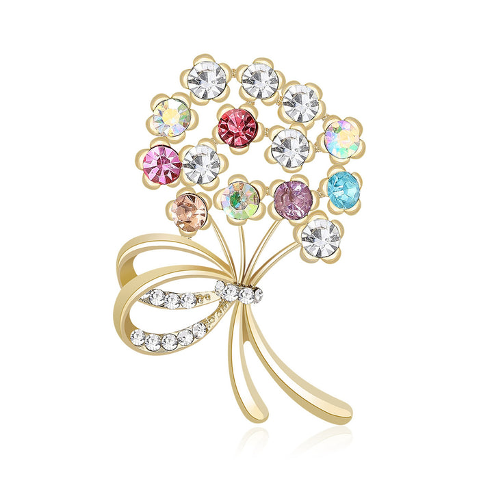 Alloy Color Rhinestone Bouquet Brooch Pin For Women's Apparel