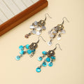 Vintage Ethnic Blue Shell Disc Chandelier Tassel Alloy Bohemian Beach Vacation Dangle Earrings view 2
