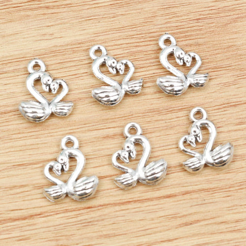 Alloy Swan Small Charm Pendant For DIY Jewelry Accessories Necklace Bracelet 15x13mm 1g