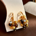 Light Luxury Tiger Eye Stone Zircon Round Tassel Drop Earrings French Retro Silver Needle Jewelry view 2