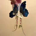 New Chinese Style Embroidered Fabric Butterfly Rhinestone Tassel Drop Earrings For Women view 3