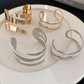 European Style Metal Geometric Double Layer Cross Open Cuff Bangle For Women view 1