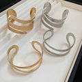 European Style Metal Geometric Double Layer Cross Open Cuff Bangle For Women view 3