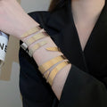 European Style Metal Geometric Double Layer Cross Open Cuff Bangle For Women view 2