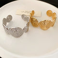 European American Style Metal Textured Round Crinkle Open Bangle Minimalist Fashion Jewelry view 3