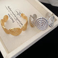 European American Style Metal Textured Round Crinkle Open Bangle Minimalist Fashion Jewelry view 1