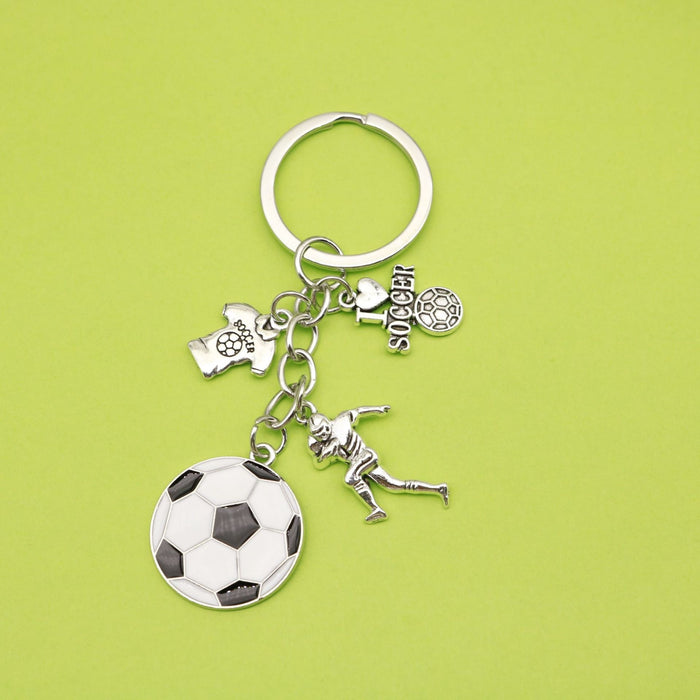 Metal Soccer Player Keychain Sports Fan Gift For Brother