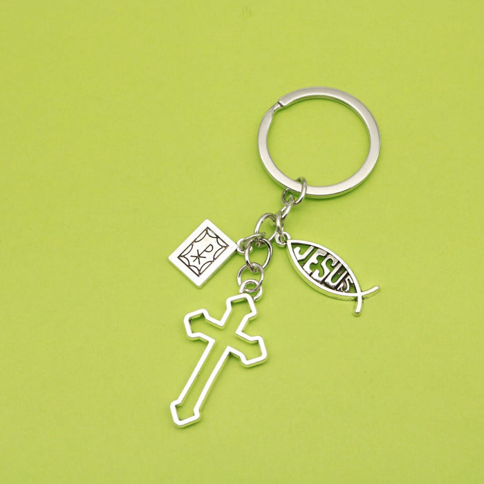 Metal Cross Keychain Car Bag Charm