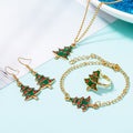 Christmas Tree Necklace Bracelet Ring and Earring Jewelry Set view 2