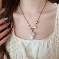 Ethnic Style Resin Heart Flower Pendant Necklace With Wood And Crystal Beads For Women view 3